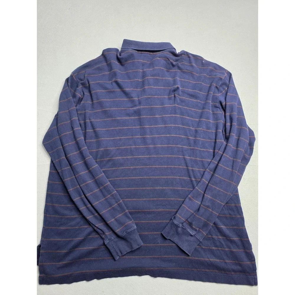 Polo Ralph Lauren Rugby Shirt Mens 2XL Blue Striped 100% Cotton Golf Performance